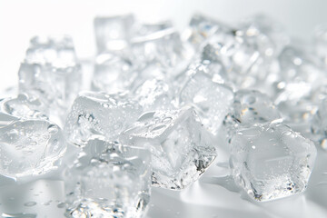 Obraz premium Close-up of Ice Cubes with Water Droplets