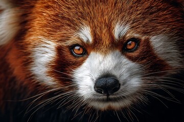 Red Panda Portrait: A captivating portrait of a red panda, with intense gaze, captures the animal's distinctive vibrant coat and endearing features.