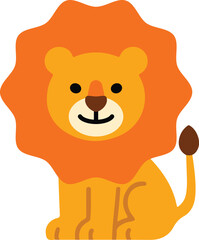 A flat vector lion illustration with a cheerful face. Ideal for safari-themed learning, jungle flashcards, and educational kids’ materials.

