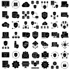 Cybersecurity vector icon set. Firewall illustration sign collection. Web protection symbol. Cyber security web icon.