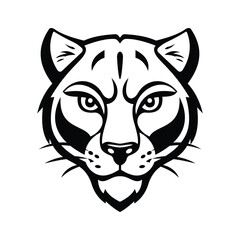 A roaring glyph icon of tiger head mascot