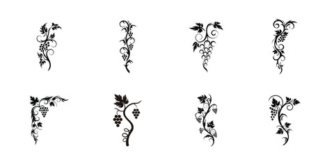 Vintage grapevine silhouette vector bundle featuring graceful curves and botanical charm, great for wine packaging, winery decor, and elegant designs

