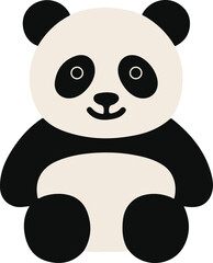 A cute flat-style illustration of a panda sitting upright. Perfect for zoo-themed learning, preschool flashcards, and children’s animal content.