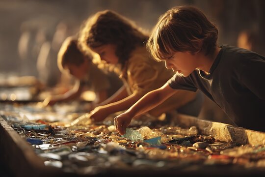 Young Explorers: A captivating image of young explorers in a moment of focused discovery, examining and categorizing items together.