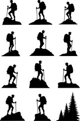 mountain climbing, team climbing,  man vector bundle