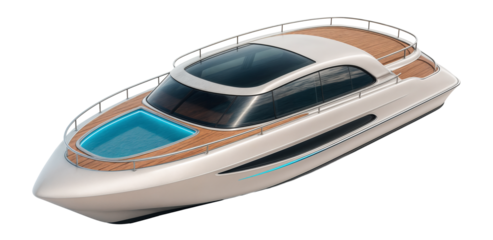 Luxury yacht with an infinity pool and panoramic ocean views