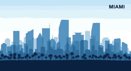 Fototapeta premium A Beautiful Cityscape of Miami in Blue