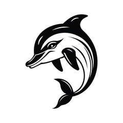 Fototapeta premium A happy glyph icon of dolphin mascot face