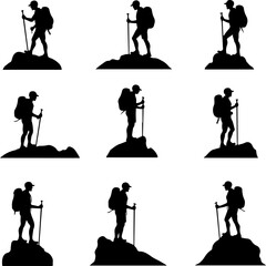 Obraz premium mountain climbing, team climbing, man vector bundle