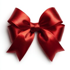 Red satin ribbon bow, elegant present decoration, gift wrapping