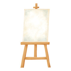 Awaiting Inspiration A blank canvas rests on a wooden easel, ready for creative expression and artistic endeavors.