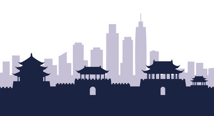 Obraz premium Ancient Meets Modern Cityscape in China