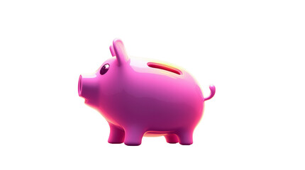 Retro-Futuristic Pink Piggy Bank with Glowing Neon Edges and a Sleek Coin Slot