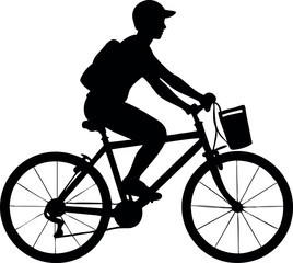 Fototapeta premium silhouette of a person riding a bicycle eco travel 