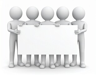group of people holding blank sign illustration mock up 