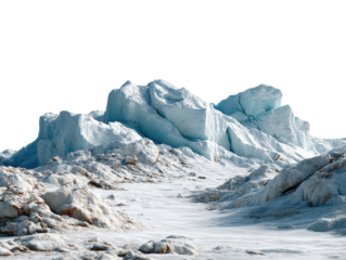 Glacier Ice Formation: A breathtaking vista of a glacier's icy formations, showcasing the textures and colors of the ice, set against a stark, snow-covered landscape. 