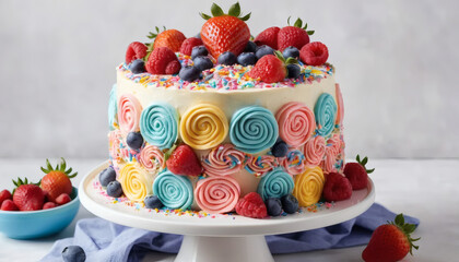 Vibrant Berry and Swirl Celebration Cake