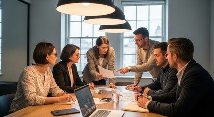 Team of professionals collaborating effectively during a business meeting