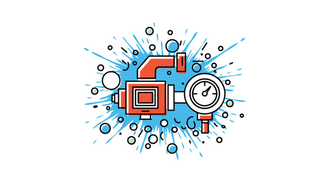 Plumbing System With Water Bubbles Colorful Modern Design