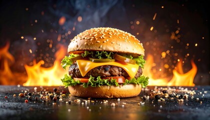 Smash Burger with Melted Cheese and Crispy Edges