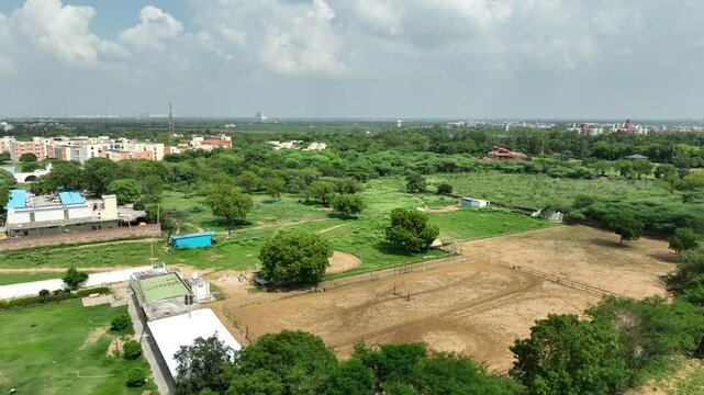 Aerial view of empty land near Delhi Ncr Gurugram captured with drone