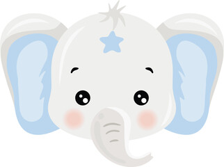 Adorable Baby Boy Elephant Head Illustration