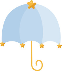 Cute Blue Umbrella with Golden Stars