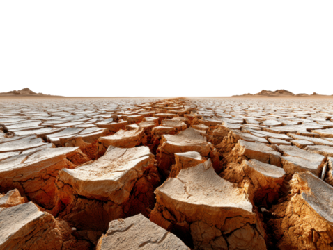 Cracked Earth: A stark depiction of a barren landscape, where the parched ground tells a story of aridity and environmental stress. The image evokes the raw beauty of desolation.