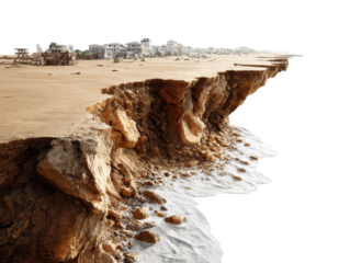 Erosion Landscape: A dramatic coastal scene showcases the raw power of erosion, as the land gives way to the forces of nature.