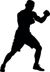 Obraz premium Silhouette of a Boxer in Fighting Stance 