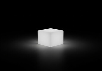 3d cube glowing on black background