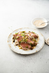 Vitello tonnato with capers