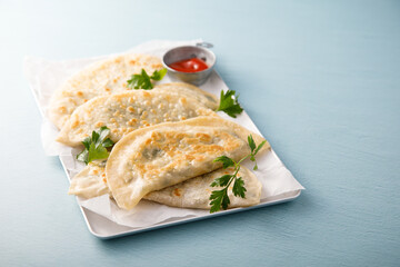 Vegan flatbreads with tomato sauce