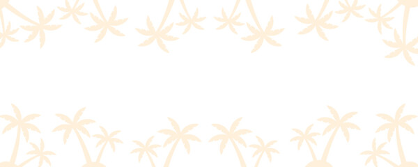 yellow palm trees shadow panoramic frame over white (transparent) background