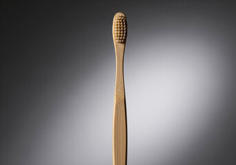 close up of a wooden toothbrush