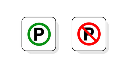 icon parking area allowed and forbidden isolated on white background