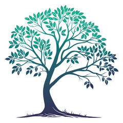 Obraz premium Sleek gradient tree icon, smooth color transitions, a modern artistic design.