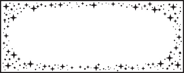 Elegant rectangular vector frame featuring star decorations creates a classic look, ideal for invitations, certificates and custom text.