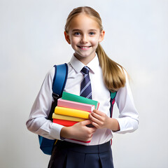 young boy with books