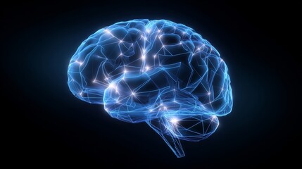 Digital Brain Network: Illuminated Neural Pathways of Human Cognition in Abstract 3D Model