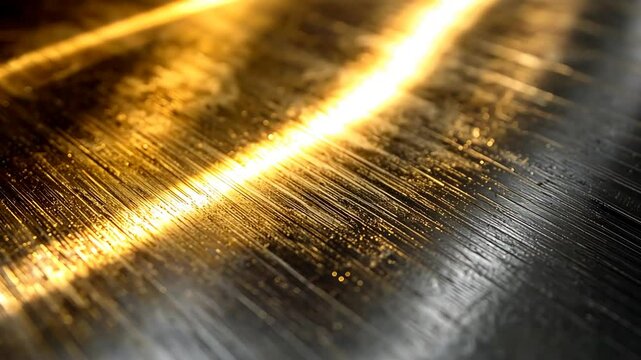 Golden Light Reflecting On A Metallic Surface