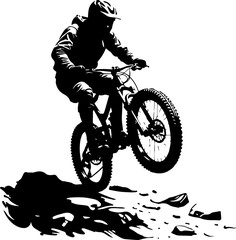 Naklejka premium mountain biker, cycling, bicycle, Hiking man silhouette, outdoor, sport, adventure, vector bundle