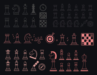 Strategic Chessboard with Multiple Pieces in Colorful Vector Illustration