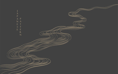 Japanese background with line ocean sea pattern vector. Abstract template with geometric wave pattern. Mountain layout design in oriental style
