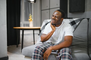 Portrait of African Man having Toothache, Tooth infection