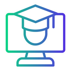 online graduation Line Gradient Icon