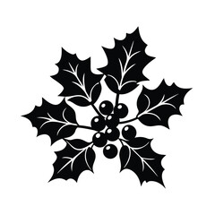 Naklejka premium red-berry-bunch-with-festive-holly-sprig--.eps