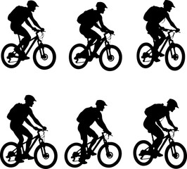 Fototapeta premium American mountain biker, cycling, bike, silhouette, outdoor, sport, adventure, bundle