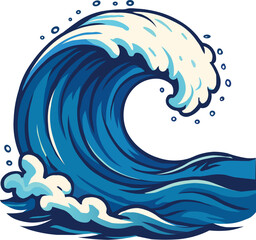 Cartoon Illustration of a Large Ocean Wave 