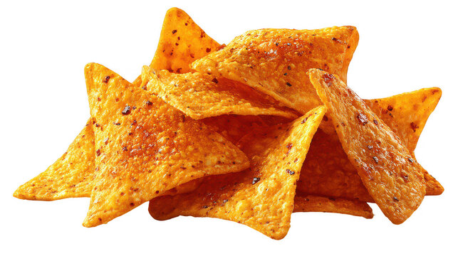 Pile of doritos on black background view on transparent background
